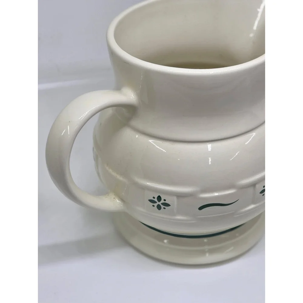Longaberger Pitcher Woven Traditions Heritage Green Ceramic Pottery Creamer‎ Jug